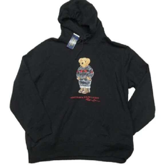 Polo Ralph Lauren Other - Polo Ralph Lauren Men Polo Bear Fleece Hoodie Black Cotton Pullover XL/ TG $188